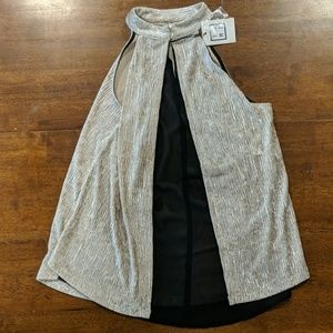 THML Cream and Black Halter Blouse